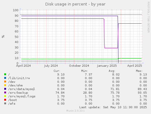 Disk usage in percent